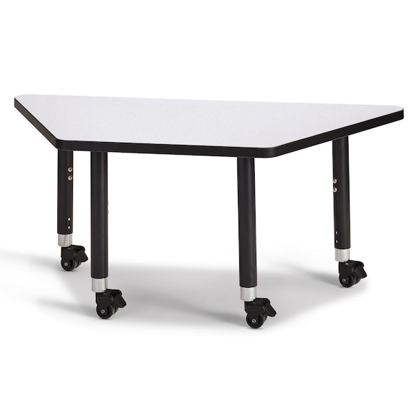 Jonti-Craft Berries Trapezoid Activity Tables, 24 in. x 48 in., Mobile, Freckled Gray/Black/Black 6438JCM180 - main